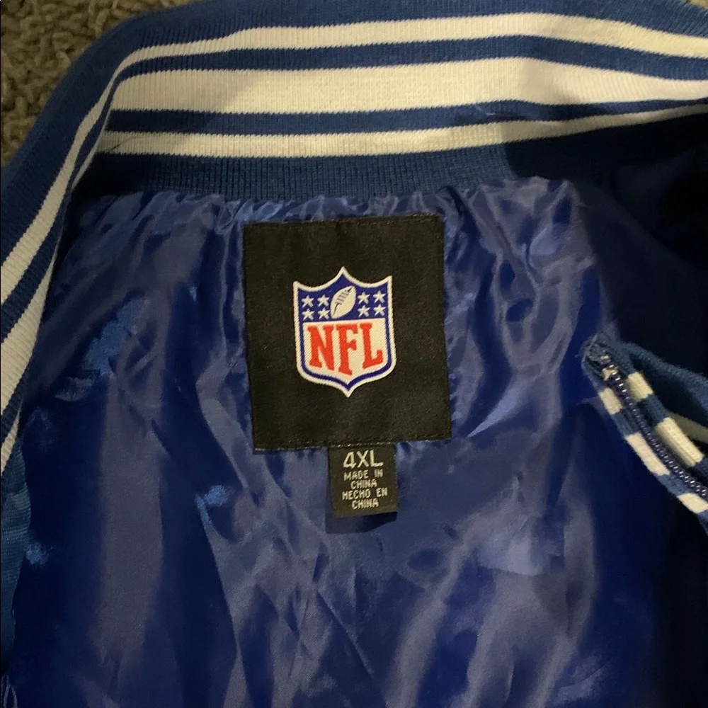 NFL Indianapolis Colts Blue and White Bomber Jacket - Picture 2 of 6